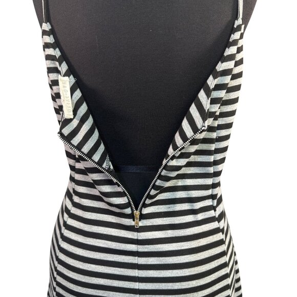 Olive and Oak Womens Size Small Black and Gray Striped Sleeveless Mini Dress - Picture 8 of 9
